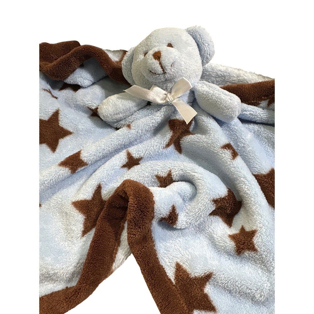 Baby Gear Blue Brown‎ Star Teddy Bear Security Blanket Lovey Plush 18x18 SKU-E